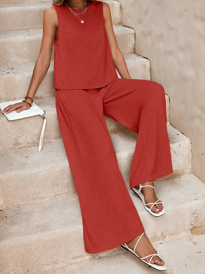 Faylisse – Elegantes ärmelloses Lounge-Set mit weitem Bein