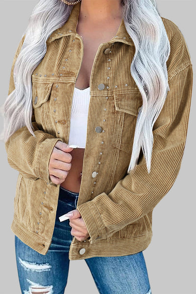 Cordjacke mit Nietenverzierung | Robuster Stil | Modern & Trendy