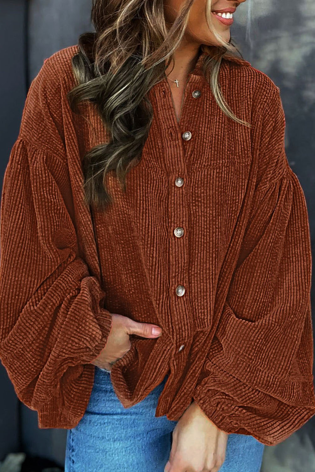 Oversized Bluse aus Cord | Lässiger Komfort | Boho-Stil