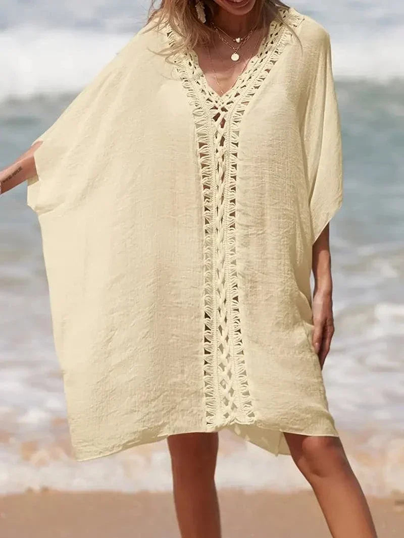 Thalivora – Boho-Chic-Strandkleid mit Häkelbesatz