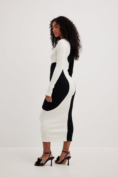 Avelena | Kontrast-Strick-Midikleid
