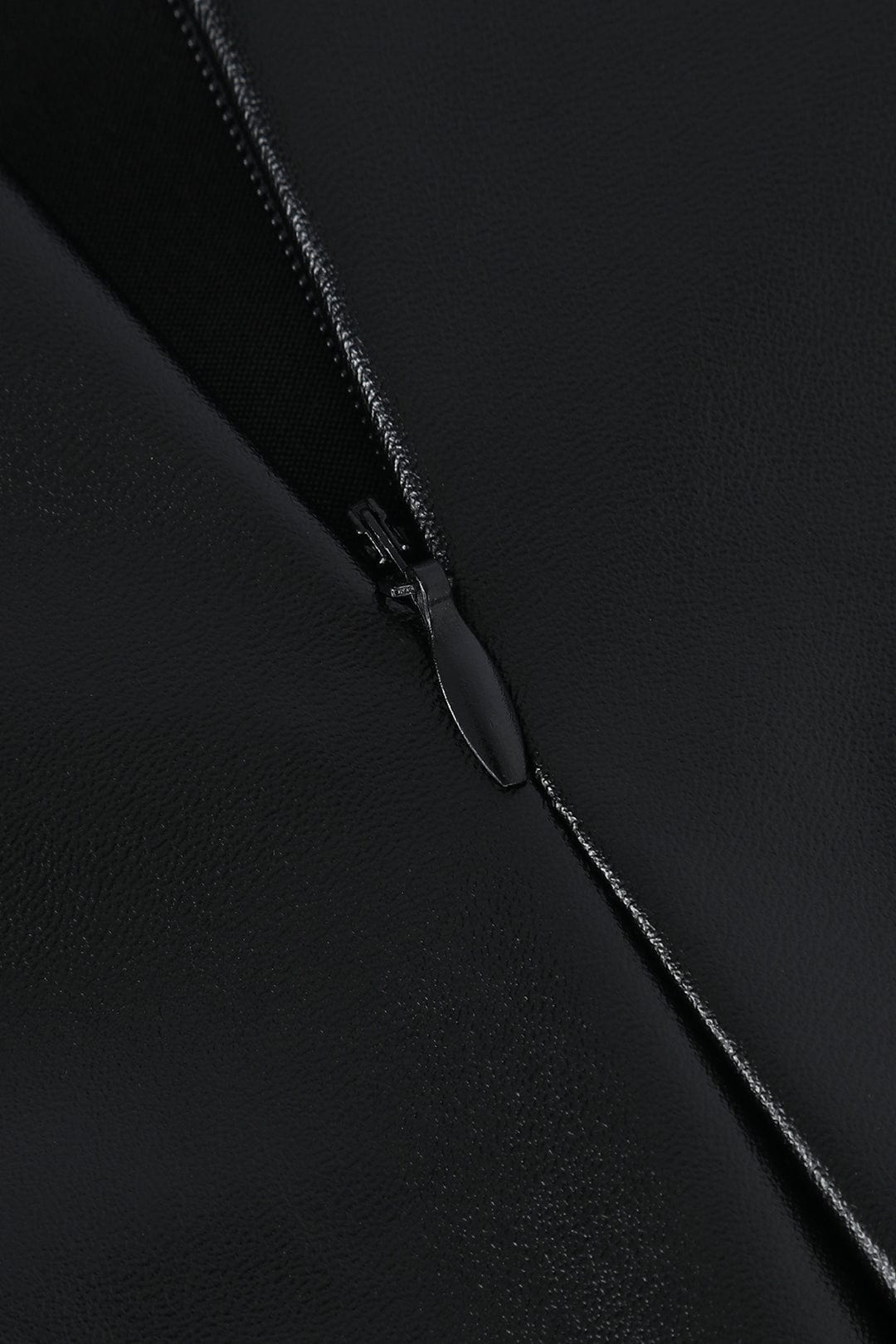 Edwina | Figurbetonter Kunstleder-Midirock mit asymmetrischer Wickeloptik