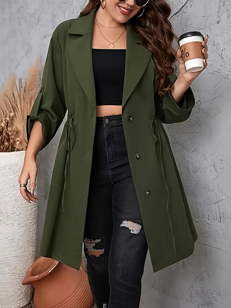Avelena | Trenchcoat mit Kordelzug, Elegante Einreihige Oberbekleidung
