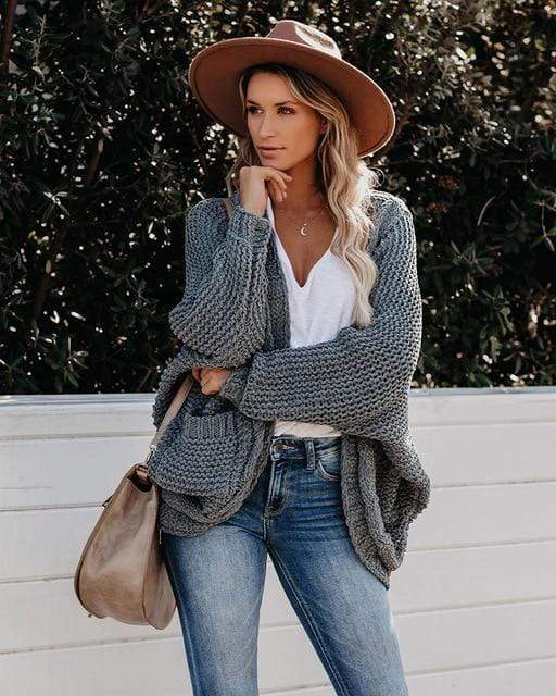 Strickcardigan mit Taschen | Lockerer Stil | Boho-Chic