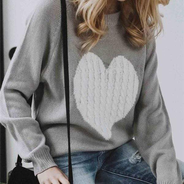 Strickpullover mit Herzmotiv | Weicher Stoff | Trendiger Look