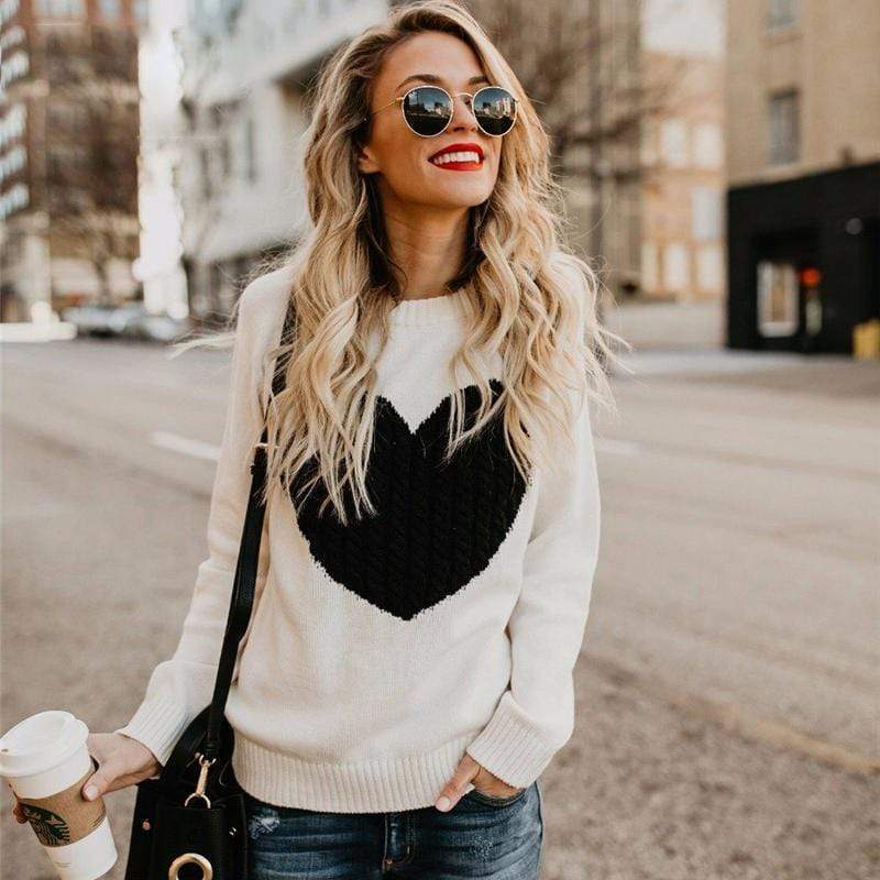 Strickpullover mit Herzmotiv | Weicher Stoff | Trendiger Look