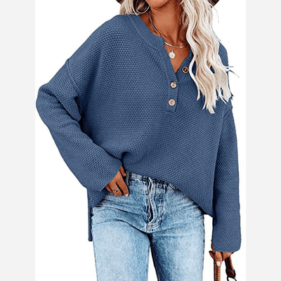 Pullover mit Knopfleiste | Strukturstrick | Lässiger Komfort