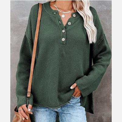 Pullover mit Knopfleiste | Strukturstrick | Lässiger Komfort
