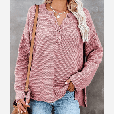 Pullover mit Knopfleiste | Strukturstrick | Lässiger Komfort
