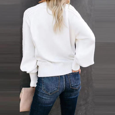 Pullover mit Zopfmuster | Hoher Kragen | Gemütlich & Stilvoll