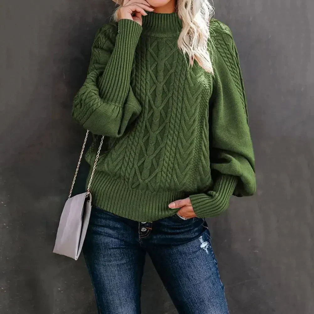 Pullover mit Zopfmuster | Hoher Kragen | Gemütlich & Stilvoll