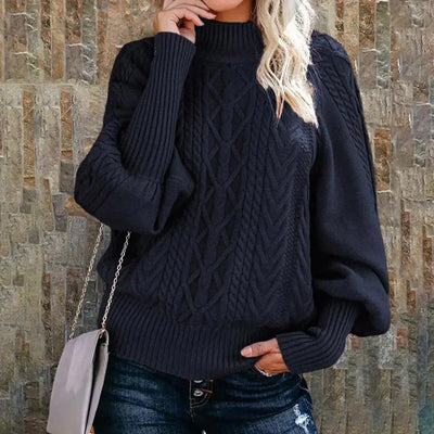 Pullover mit Zopfmuster | Hoher Kragen | Gemütlich & Stilvoll