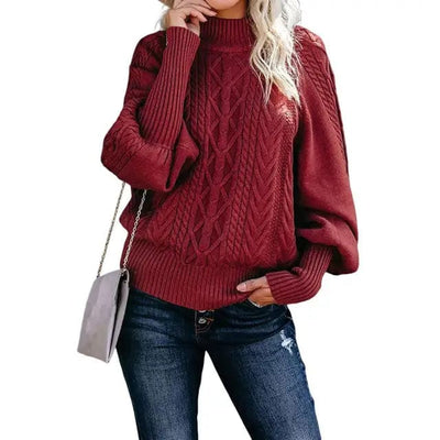 Pullover mit Zopfmuster | Hoher Kragen | Gemütlich & Stilvoll