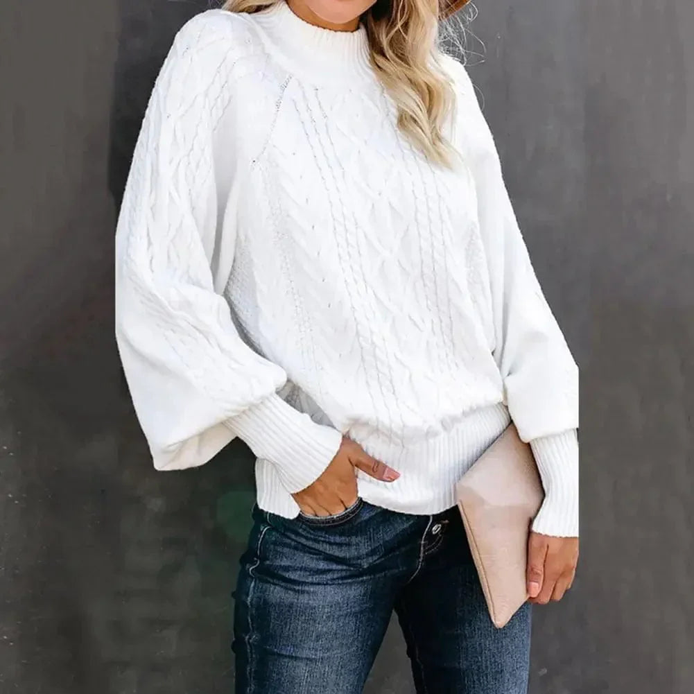 Pullover mit Zopfmuster | Hoher Kragen | Gemütlich & Stilvoll