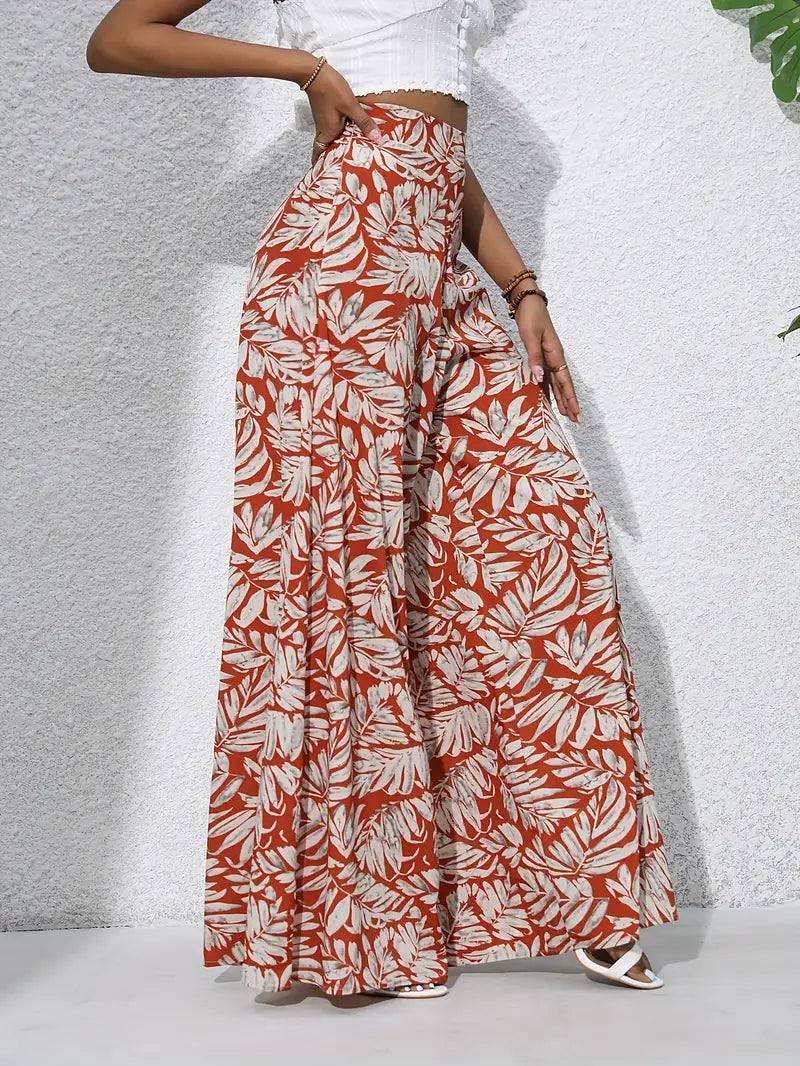 Louvelle – Stilvolle Hose mit weitem Bein und tropischem Print