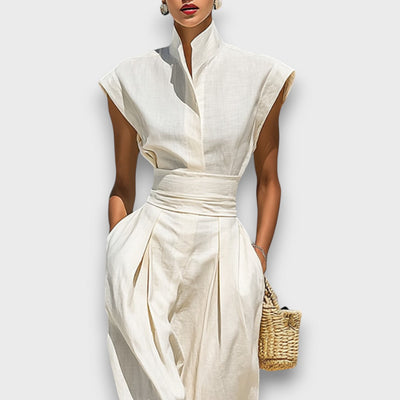 Liorna – Maxikleid aus reiner Baumwolle mit Kragen