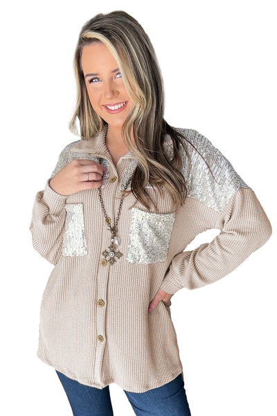 Glitzernde Hemdjacke mit Waffelstruktur | Eleganz & Komfort | Party-Look