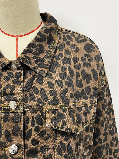 Avelena | Langärmelige Jeansjacke mit Leopardenmuster