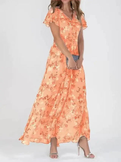 Junmie – Elegantes Chiffon-Maxikleid mit Blumenmuster