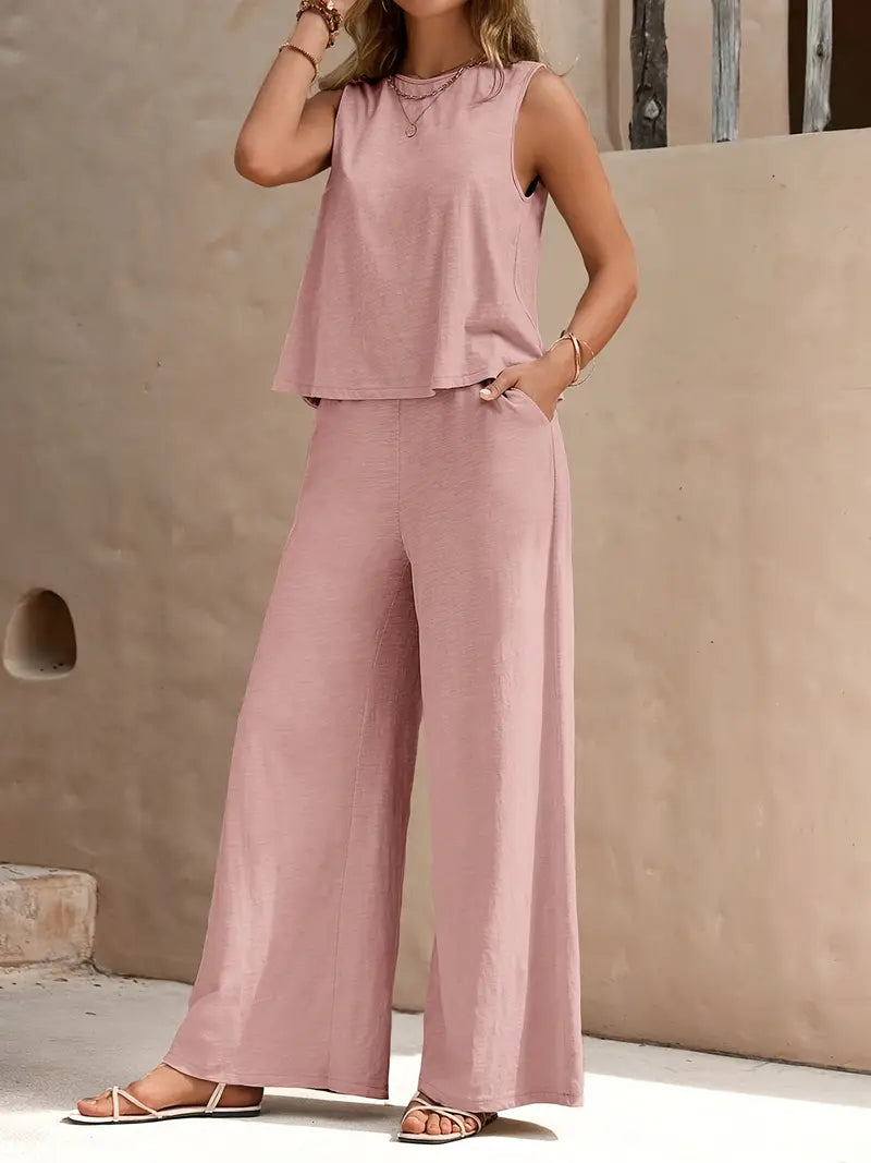 Faylisse – Elegantes ärmelloses Lounge-Set mit weitem Bein