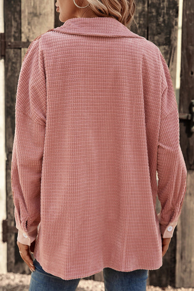 Oversized Hemdjacke aus Waffelcord | Lässiger Stil | Vielseitiger Komfort