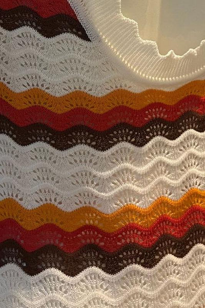 Avelena | Gewebtes Rückenfreies Maxi-Strickkleid mit Zickzackmuster