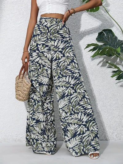 Mariah – Hochwertige Hose mit weitem Bein und tropischem Print