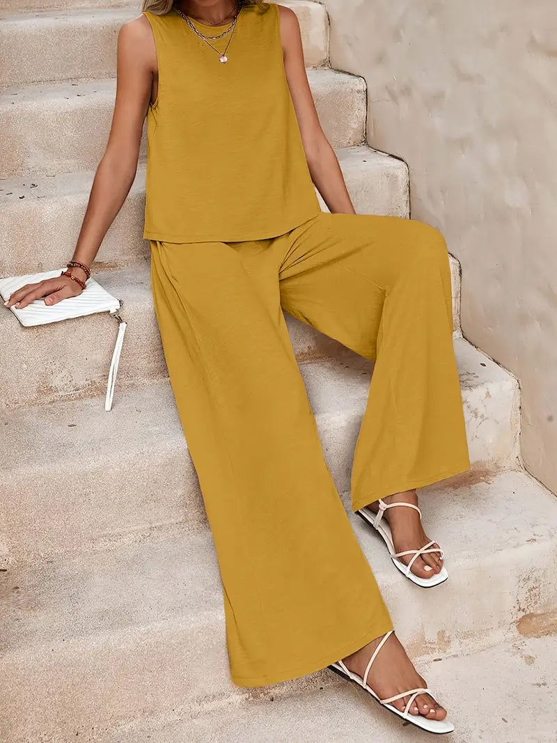 Faylisse – Elegantes ärmelloses Lounge-Set mit weitem Bein