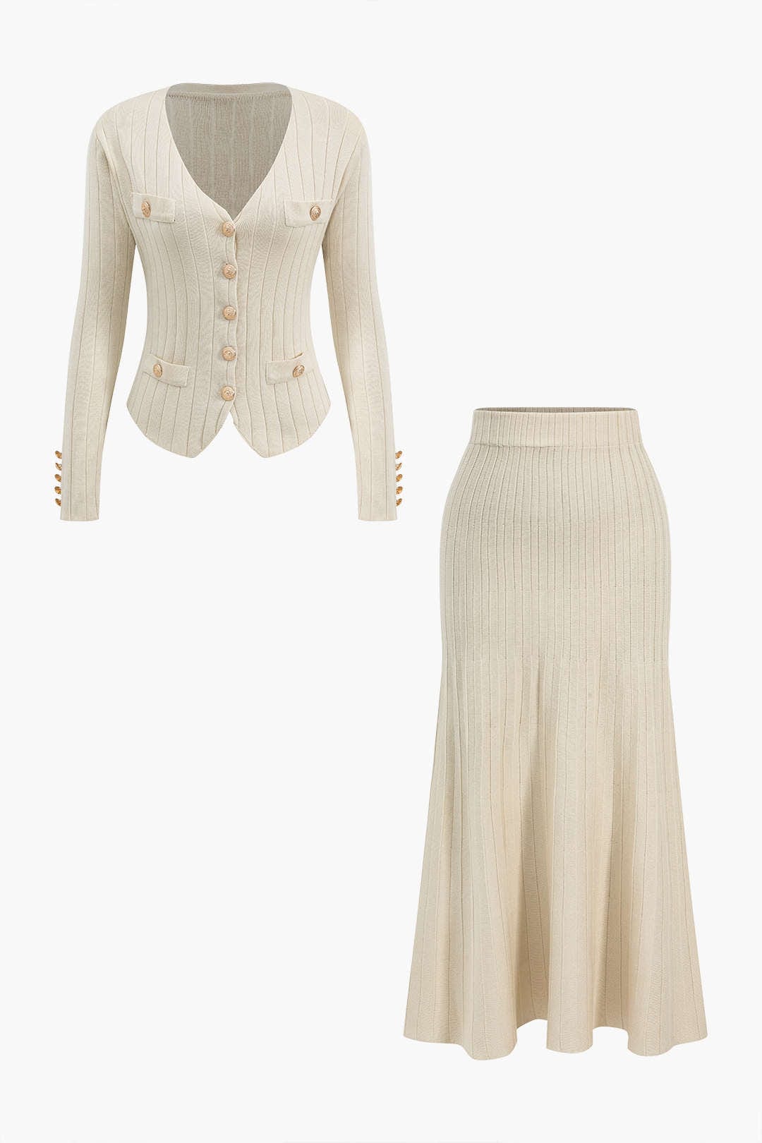 Estelle | Strick-Set mit Blazer, Weste & Midirock