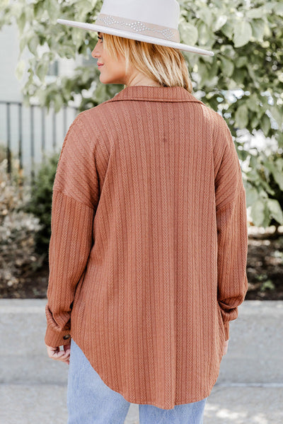 Strukturierte Langarm-Hemdjacke | Baumwollkomfort | Lässiger Stil
