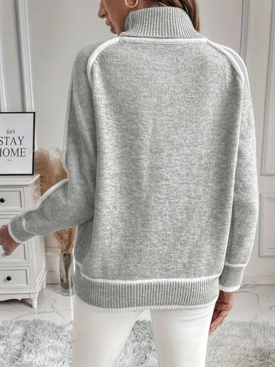 Avelena | Modischer Rollkragenpullover mit Kontrastbesatz