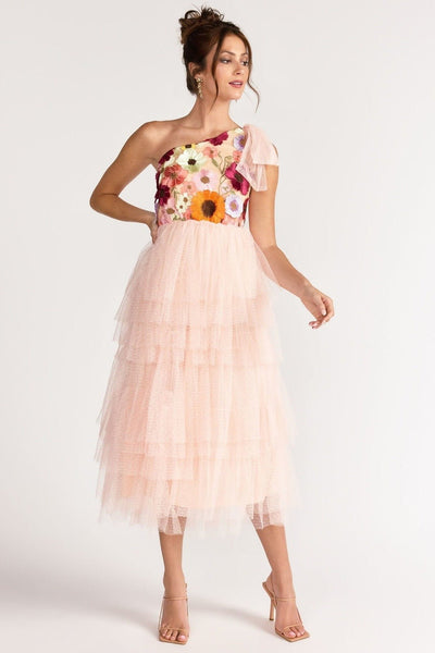 Avelena | Besticktes Rüschen Midikleid