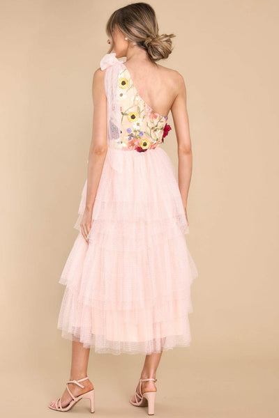 Avelena | Besticktes Rüschen Midikleid
