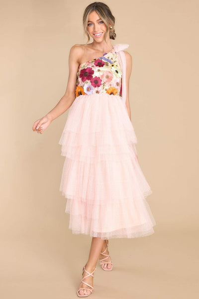 Avelena | Besticktes Rüschen Midikleid