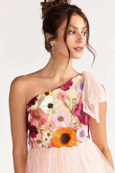 Avelena | Besticktes Rüschen Midikleid