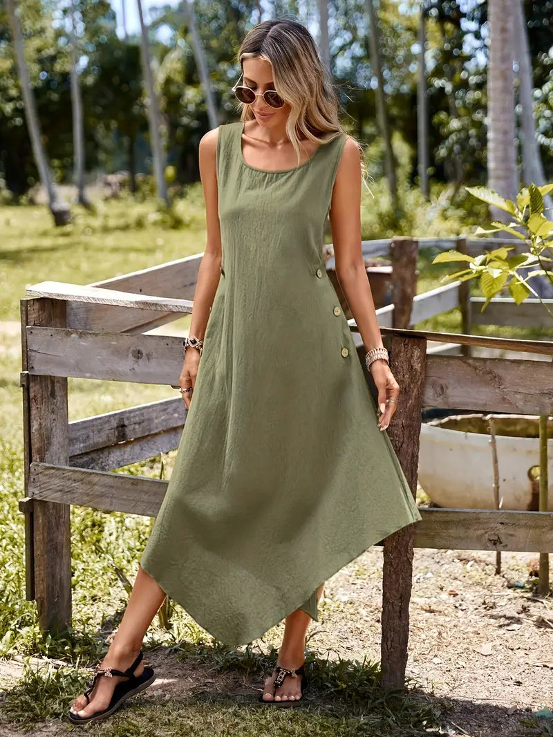 Joia – Boho-Chic-Kleid mit ärmellosem Taschentuchsaum