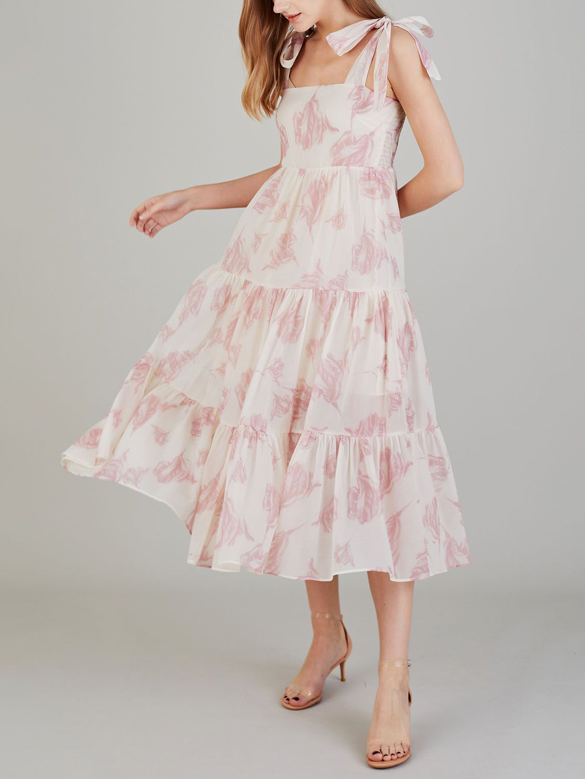 Avelena | Einzigartiges Midikleid mit Retro-Blumendruck und Schnürung