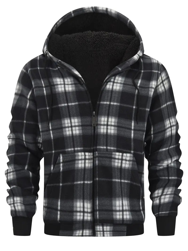 Avelena | Dicke Retro-Jacke mit Kapuze und Sherpa-Futter