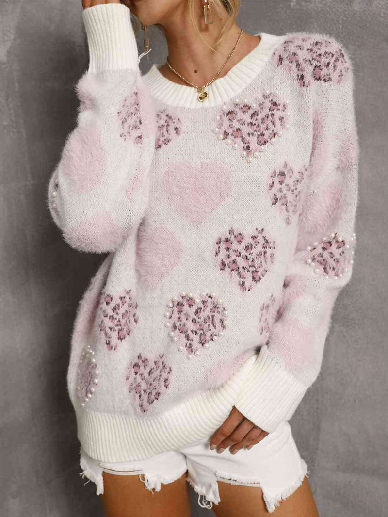 Avelena | Flauschiger Pullover mit Herzmustern