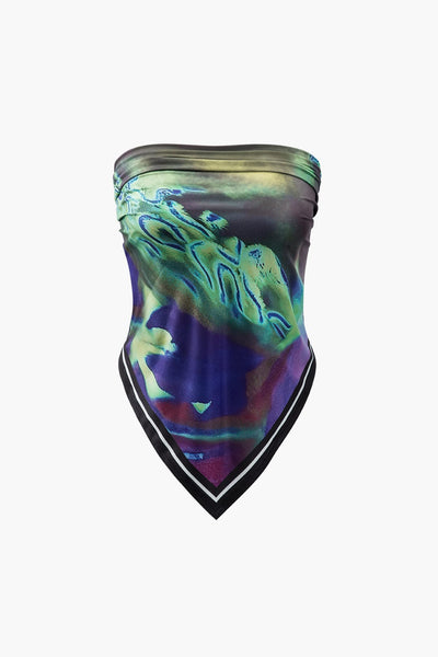 Rosina | Zweiteiliges Set mit abstraktem Print & Bandeau-Top