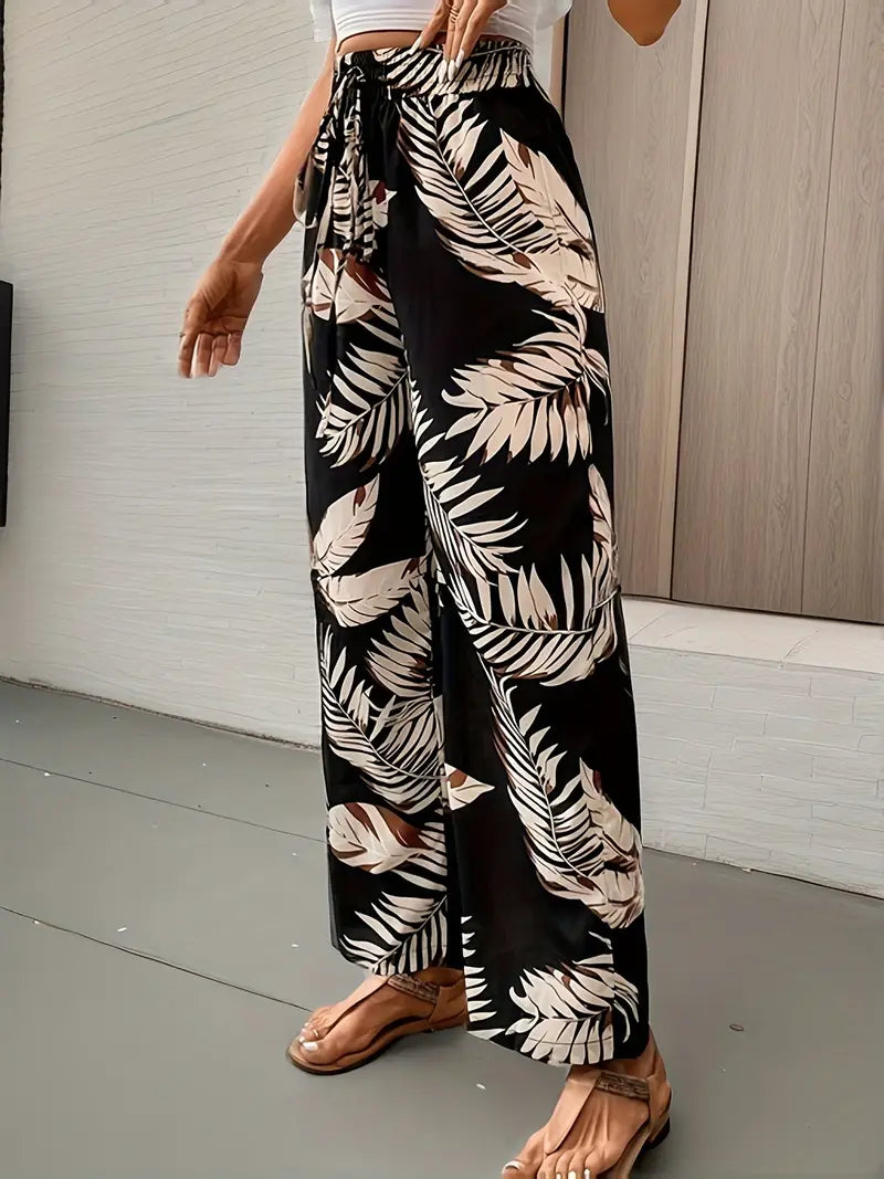 Kaimera – Stilvolle Hose mit weitem Bein und tropischem Print