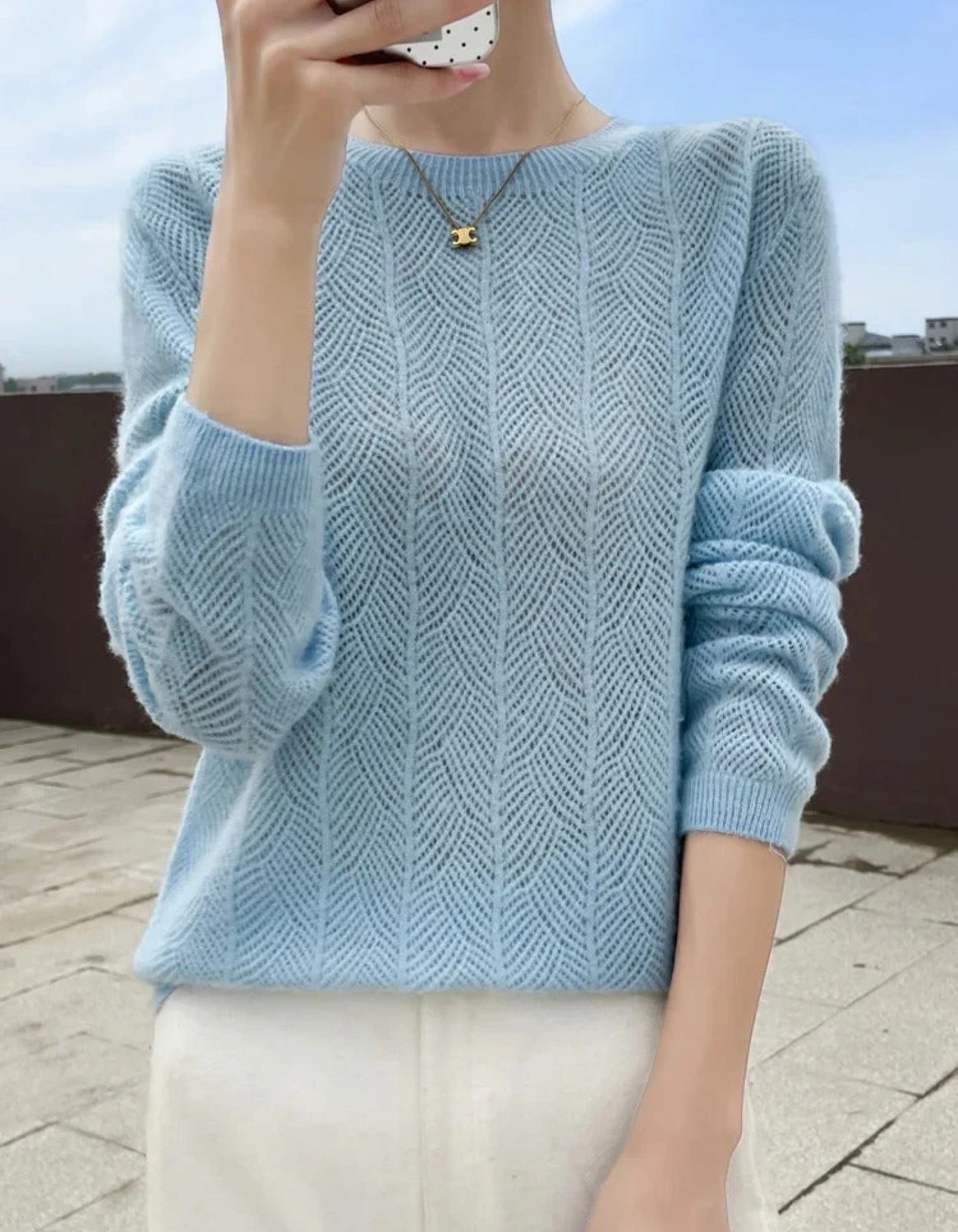 Wanda | Damen Ausgefallene Pullover | Weiß