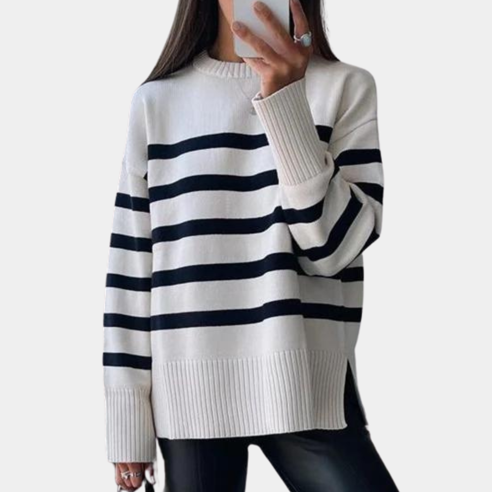 Joane | Damen Oversize Pullover | Gestreifter