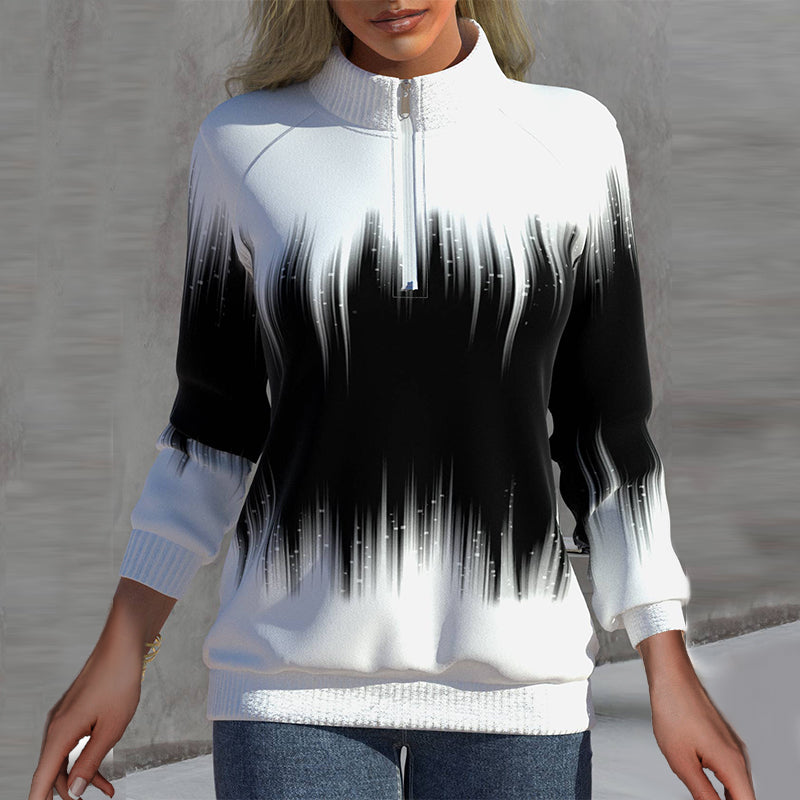 Ciarra | Damen Reißverschluss Pullover | Weiß