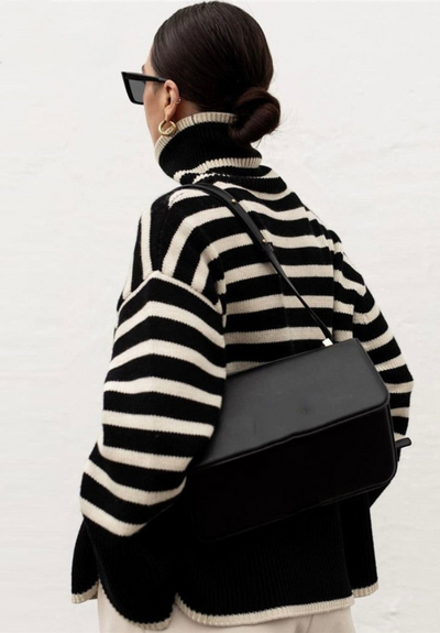 Esther | Damen Schwarz Rollkragenpullover | Oversize