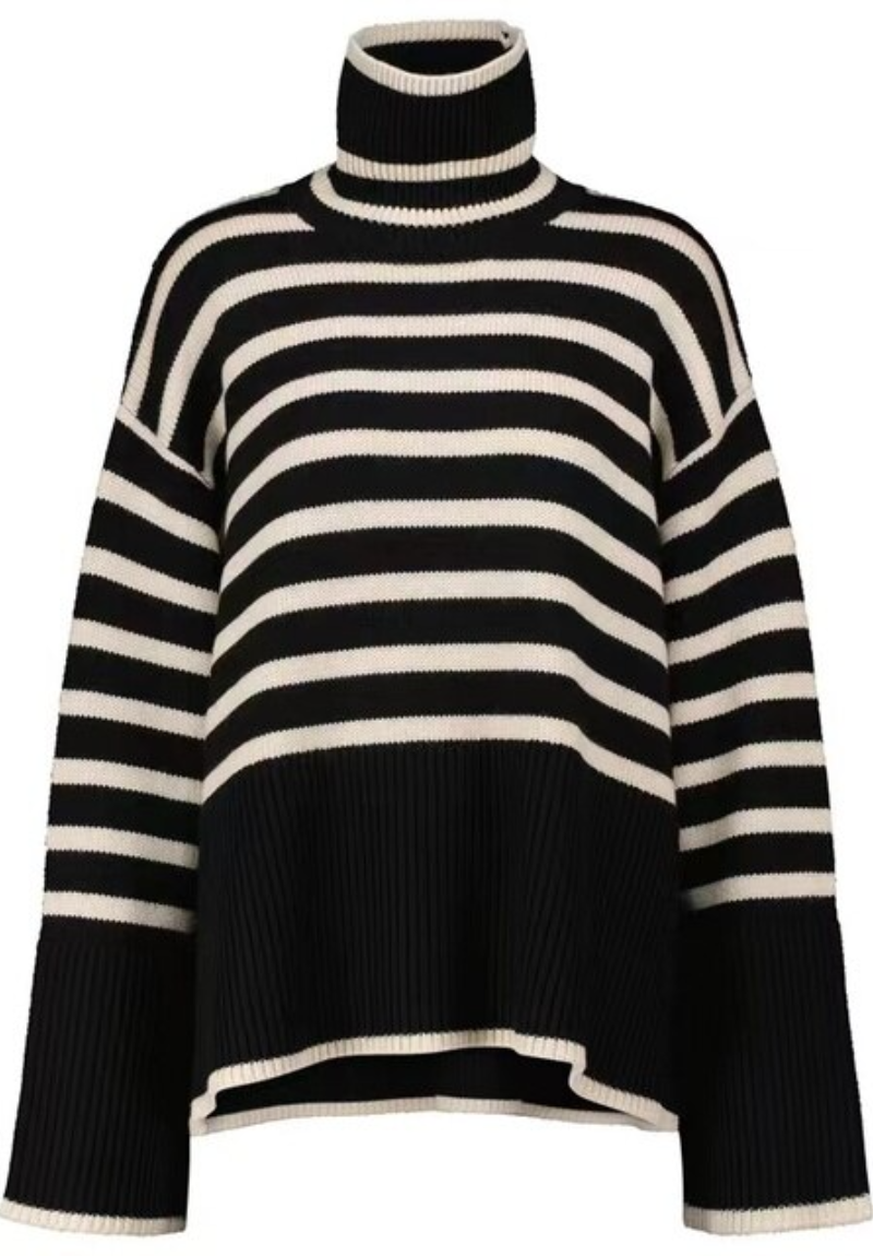 Esther | Damen Schwarz Rollkragenpullover | Oversize