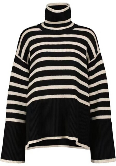 Esther | Damen Schwarz Rollkragenpullover | Oversize