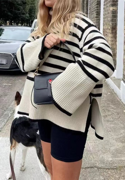 Esther | Damen Schwarz Rollkragenpullover | Oversize