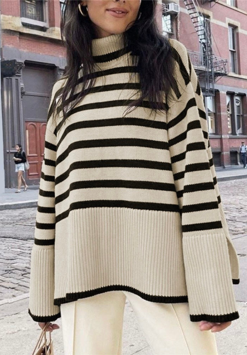 Esther | Damen Schwarz Rollkragenpullover | Oversize