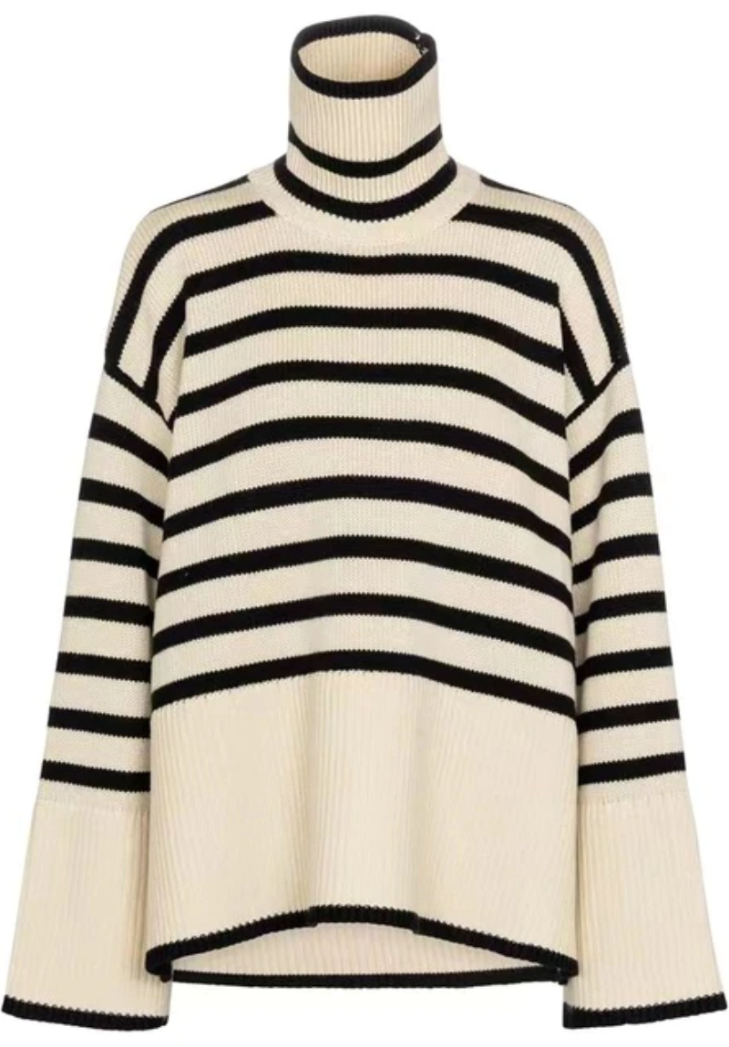 Esther | Damen Schwarz Rollkragenpullover | Oversize